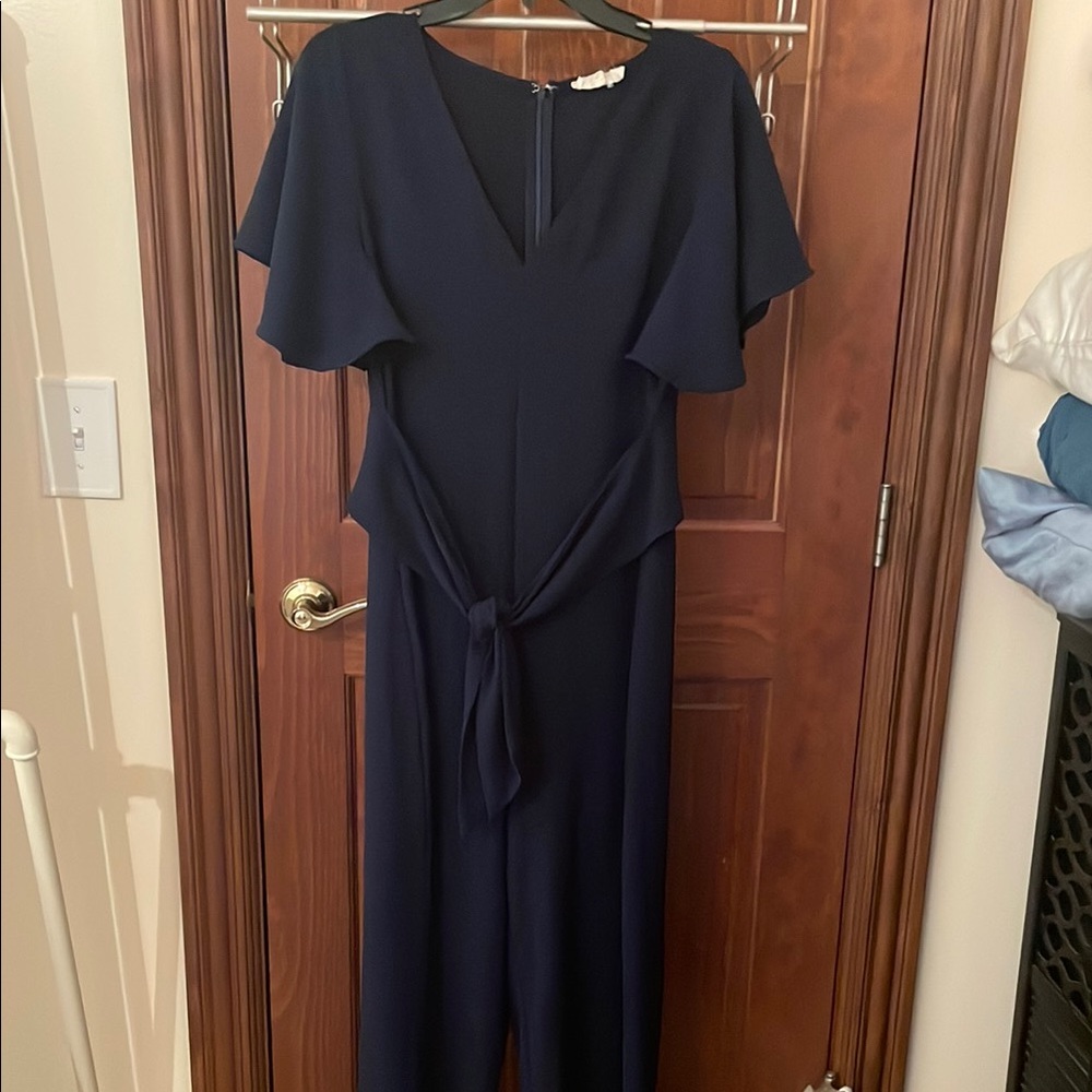 Navy Blue Flutter Sleeve Jumpsuit